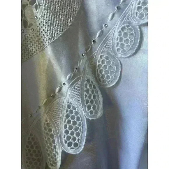 Vintage Cris Devi Crew Neck Cutout White Button Blouse Women Size 44 Xl - Picture 10 of 11